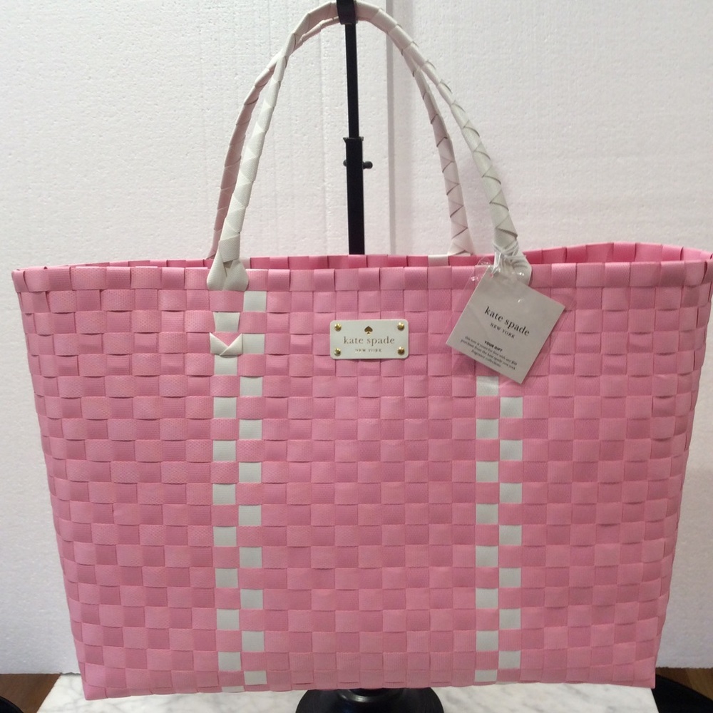 Ex-Large KATE SPADE ♠️ Pink & White Tote Bag , New